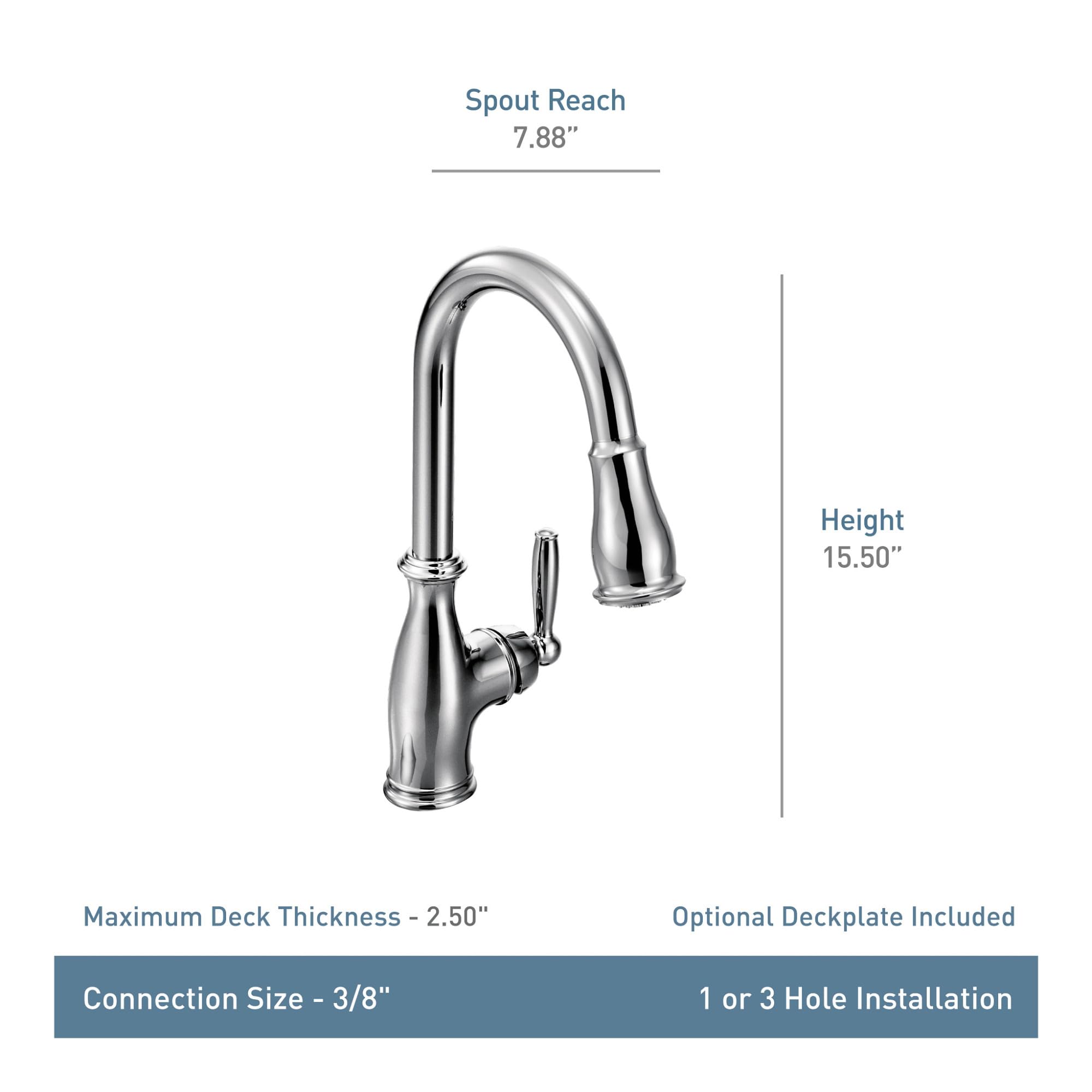 Moen Brantford Oil Rubbed Bronze One-Handle Pulldown Kitchen Sink Faucet Featuring Power Boost And Reflex Retractable Docking Sy